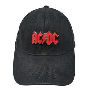 AC DC Fitted Baseball Cap Black One Size Embroidered Lightweight Bio Domes